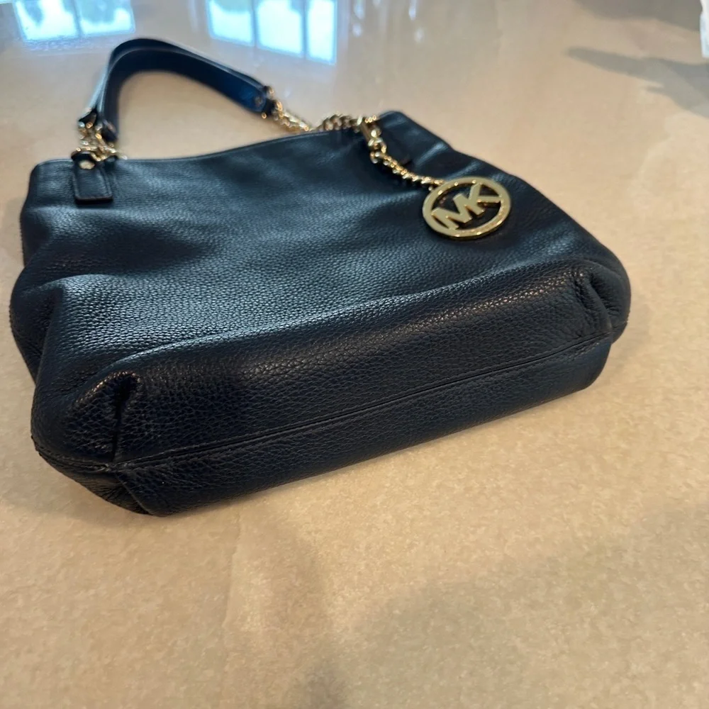 Michael Kors jet set Dark Blue Shoulder Bag with Gold Accents